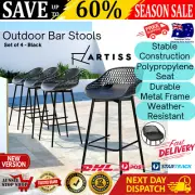 Gardeon 4pcs Outdoor Bar Stools Set of 4 Plastic Metal Bistro Patio Dining Chair