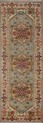 Light Blue Heriz Serapi Oriental 8 ft Rug Runner Hand-knotted 8' 0" x 2' 7"