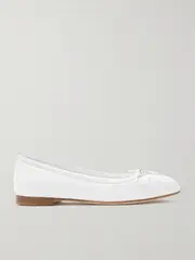 [Manolo Blahnik] Manolo Blahnik - Veralli Bow-detailed Leather Ballet Flats - White - IT40 IT 40 White