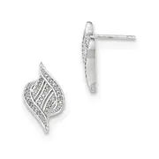 14k White Gold White Real Diamond Post Earring