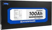 ATEM POWER 12V 100Ah Slimline Lithium Battery - Deep Cycle Rechargeable LiFePO4 Battery with Volt Meter, Lithium Iron Phosphate Battery for Camping Solar 4WD RV Marine Caravan