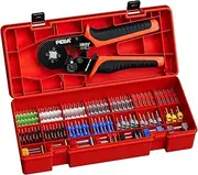 PEBA Ferrule Crimping Tool - Ratchet Crimp Pliers AWG 24-8 with 21 Sizes Wire End Ferrule Terminals | Square Crimping Tool, Electrical Terminals, Wire Ferrules Crimping Pliers