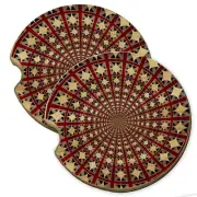 Union Jack Star Spiral Wood Car Coaster Gift Set fit Car & Truck Cup Holder