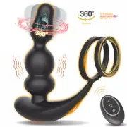 Rotating Anal Butt Plug Dildo Vibrator Prostate Massager Cock Penis Ring Sex Toy