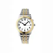 Men's Two Tone Talking Watch with White Face - Talking Male Voice - English