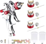 Yarra Supply HVLP Gravity Feed Air Spray Gun Kit with 3 Nozzle Sizes 1.4/1.7/2mm Tip 600cc Cup, Precision Control and Dripless Painting, Suitable for Primer Topcoat Automative Detailing
