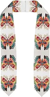 [SKKNT] Embroidery Colorful Butterfly Print Graduation Shawl Stole For Academic Commencements Honor Sash Congratulations Gift