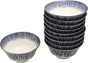 Castle Enterprise Mino Ware Daily Convenient Series, Line, Reversal, Ramen Pot, Set of 10, Diameter 7.1 x Height 3.5 inches (18.1 cm) x Height 3.5 inches (9 cm)