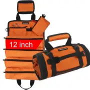 Tool Bag Roll Up 4 Large Zipper pockets 2 detachable pockets for Hand Tools a...