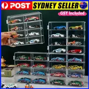 1/2PCS Clear Acrylic Display Case with Door for 1/64 Scale Toy Car 8 Compartment
