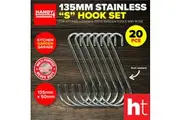 Handy Hardware 20PCE "S" Hook Set Heavy Duty Multi-Purpose Easy Hang 135mm