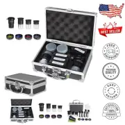 Astronomical Telescope Accessory Set - 3 Plossl Eyepieces, Filters & Barlow Lens