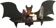 Bat Shelves for Wall, Wooden Aesthetic Crystal Shelf, Floating Bathroom Shelves with Load-Bearing for Halloween Home