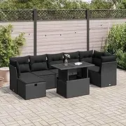 8 Piece Rattan Garden Conversation Set for Patio, Outside, Balcony, Porch – Wicker Outdoor Furniture with Table and Chairs