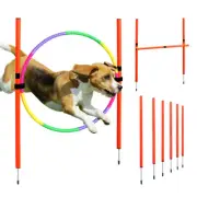 Dog Agility Equipment Set Jump Ring Jump Bar Hoop Weave Poles Training Obedience