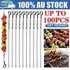 30cm Metal BBQ Flat Skewers Stainless Steel Barbecue Grill Kebab Stick Needle AU