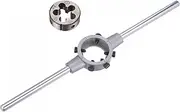 sourcing map Die Stock Handle Wrench Set, M16 x 1.5 Threading Round Die and 38mm (Fit M12-M16 Dies) Holder Adjustable Wrench Hand Tool