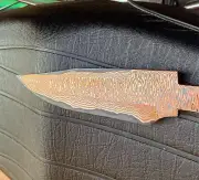 2 piece Handmade copper Damascus Blank blade Ladder pattern, knife making,