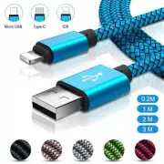 Braided Fast Charging Cable Data Sync Cord Charger For iPhone Micro USB C Type C