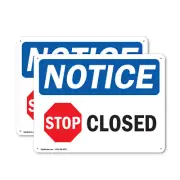 (2 Pack) Closed OSHA Notice Sign Decal Metal Plastic