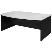 LOGAN BOW FRONT DESK 1800mm W x 1050mm D x 730mm H White & Ironstone
