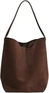 [Rungion] Genuine Leather Bucket Shoulder Bags for Women Ladies Large Tote Purse Handbags Soft Suede Working Satchel