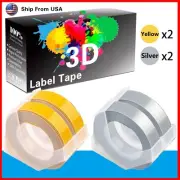(2Yellow+2Silver) LabelTape Fit For Dymo 20008 Dymo 20008CP Label Makers