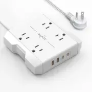 Power Strip with USB Ports, 5 ft Extension Cord with 4 Outlets(2.2 in) and 4 ...