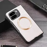[Jarttarn] Magnetic Wireless Charging Case Compatible with Google Pixel 9 Pro Fold Fashionable and Fall Resistant Case Cover for Pixel 9 Pro Fold (Pink White)