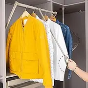 TOOPYW Adjustable Wardrobe Rail Lift Aluminium 90° Pull Down Closet Rod for Hanging Clothes Organizer Storage System Space Saving,Khaki,510to650mm