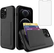 Asuwish Phone Case for iPhone 13 Pro 6.1 inch with Tempered Glass Screen Protector Cover and Card Holder Stand Slim Hybrid Cell Accessories iPhone13Pro 5G i i-Phone i13 iPhone13 13Pro Women Men Black