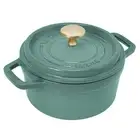 staub "Pico Cocotte Round Eucalyptus 16cm" Both Hand Cast Enamel Pot IH Compatib