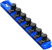 ERNST 8409M 8" 1/2" Drive Magnetic Socket Rail Organizer w/7 Clips - Blue