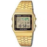 在飛比找博客來優惠-【CASIO 】貴氣金鍊復刻方形電子不鏽鋼錶-黑(A-500