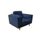 1 Seater Sofa Couch Fabric Cover Blue High Density Foam Wooden Frame York