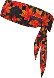 Fall Red Leaves Sports Strap Double-Sided Headscarf Men's Bow Tie Sports Headscarf Running Yoga Exercise Headband
