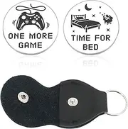 Decision Coin Double Sided, Decision Makers Coins Gaming Gifts for Men Novelty Coin | One More Game/Go to Bed Pocket Hug Coin with PU Leather Case | Flipping Challenge Coin for Game Lovers Men Women