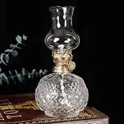 TT-YED Large Glass Kerosene Lamp, Home Lighting Kerosene Lamp, Transparent Kerosene Lamp Hurricane Light Strip, Retro Emergency Lighting, Suitable for Desktop Decoration, Home and Camping