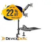 Brateck Pole Held Floating Sit-Stand Desk Converter with Dual Monitor Mount
