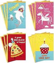 Hallmark Birthday Cards for Kids Assortment, Shark and Unicorn (12 Cards with Envelopes)