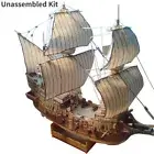 Unassembled 1:100 Galeon Golden Hind Paper Boat Wareship Ship Model DIY Model A