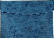 Enyuwlcm PU Leather A4 File Folder Document Holder Stylish Portfolio Envelope Folder Case with Snap Closure for Receipt Contract (Blue)