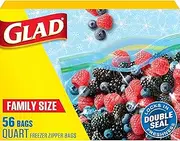 Glad Zipper Food Storage Freezer Bags - Quart - 56 Count - 4 Pack