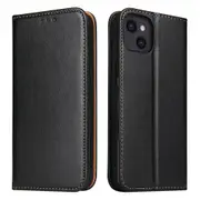 For iPhone 14 Plus Case Leather Flip Wallet Folio Cover with Stand Black