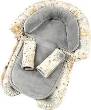 Infant Car Seat Insert for Newborn Girls Boys, Upgraded 2-in-1 Baby Carseat Head Support, Soft Reversible Baby Car Seat Insert Cushion Pad for Car Seat, Stroller, Bouncer, Swing, Sun