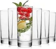 Highball Glasses Set of 6, 11.5oz Tall Drinking Glasses, Water Glass for Kitchen, Tom Collins Glasses, Mojito Glass Cups, Cocktail Glasses for Bar Glassware