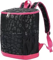 Cooler Backpack 24 Cans Large,Women Leopard Leak Proof Backpack Cooler Bags,Insulated Cooler Lunch Bag,Lightweight Soft Lunch Backpack with Cooler Compartment,Wine Cooler for Hiking Camping