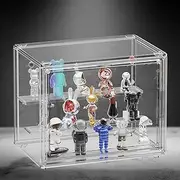 Acrylic Display Case for Collectibles, Stackable Clear Acrylic Display Box with Movable Panels for Figure,Toys, Sports Memorabilia, Wallets, Books