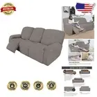 Elegant Waterproof Recliner Sofa Slipcover - 8-Piece Set in Taupe Checkered