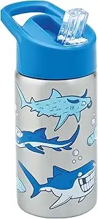 Smash Stainless Steel Drink Bottle with Flip Top Lid and Straw - Shark 500ml, Blue
